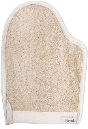 Niyok® Massagehandschuh aus Luffa & Baumwolle • Sanfte Reinigung & Massage für Körper & Gesicht • Natürlicher Peelinghandschuh • Body Scrub Handschuh • Duschhandschuh für Körperpeeling