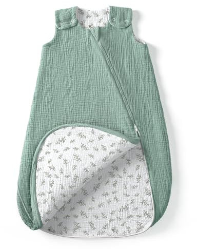 lulumoon Baby Schlafsack für 3-9 Monate: Musselin Schlafsack Baby für Jungen und Mädchen - Baumwolle Babyschlafsack für 70cm Ganzjahres Kinderzimmer