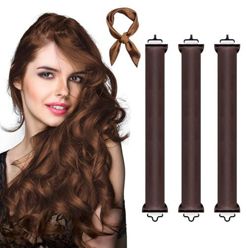 3 Pezzi Bigodino Lungo per Boccoli,Ricci Senza Calore Heatless Hair Curler Ferro Arricciacapelli Senza Calore Set di Acconciature Fai da te per Capelli Bigodini Heatless per Tutti Tipi Capelli