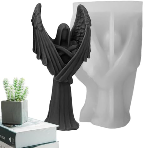 Qkbuza Angel Mould, Angel Silicone Mould - Dark Angel Silicone Mould Plaster Resin Mould with Wing, Candle Mould for Home Decoration, Crafts, Moulding, for Table and Living Room