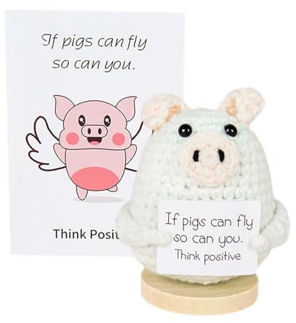 Supporto emotivo all'uncinetto, animale all'uncinetto positivo | Giocattolo emotivo a maglia con carta di conferma positiva - Animale fatto a mano divertente novità, decorazione per camera da letto di