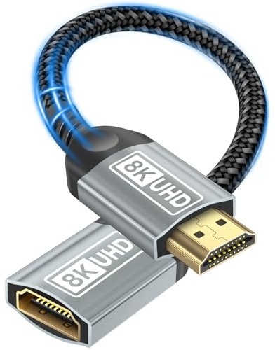 Nersligek Cavo Prolunga HDMI, Cavo Prolunga HDMI Maschio a Femmina per Estensore 8K, Alta Velocità Adattatore UHD HDR ARC Compatibile con TV Stick, Roku, Blu-Ray, Xbox, PS5, PS4, HDTV, laptop - 0,2M