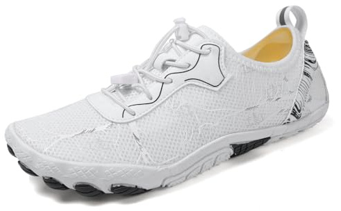 Qynthra Zapatos de Agua para Hombres y Mujeres de Secado Rápido Descalzos Mesh para Playa Surf Nadar Buceo Senderismo Barco y Escalada,Blanca,43 EU