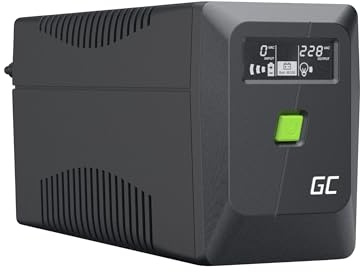 Green Cell PowerProof Gruppo di Continuità UPS 650VA/360W con Display LCD, Onda Sinusoidale Modificata, Batteria 12V 7Ah, Protezione Sovratensioni, Backup Energia, USB/RJ45, 2 Prese Schuko