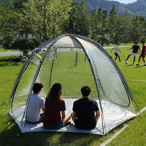 Tenda sportiva trasparente per 2 persone, vista panoramica a 360°, antivento, portatile, per esterni, trasparente, per campeggio, pesca e attività sportive