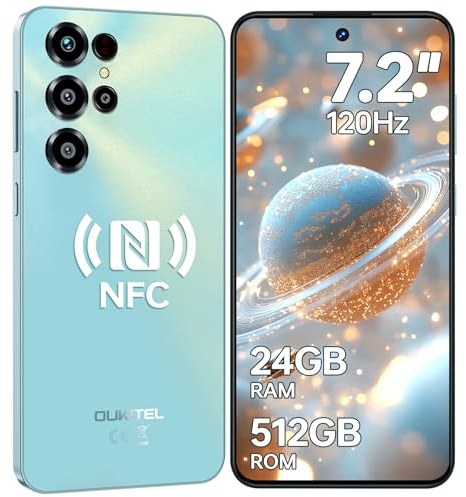 OUKITEL C68 Telefonos Moviles Libres - 7.2 HD+ 120Hz Telefono Movil, 24GB(8+16) + 512GB/TF 1TB Móviles, Batería 6000mAh, Cámara 64MP Smartphone Android 15, NFC/Dual SIM/GPS/Fingerprint/Face ID/OTG