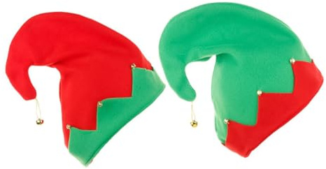 SUPVOX 2pezzi Cappelli Campana in Flanella Colori Rosso e Verde Design Creativo Decorativi Moda Accessori per Copricapi Piccoli Campanelli