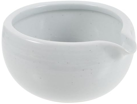 ELEOUTI Ciotola Matcha Giapponese in Ceramica con Beccuccio 525ml, Set per Cerimonia del Tè, Scodella Bianca Pratica e Flessibile per Casa del Tè