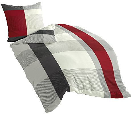 Bierbaum Bettwäsche 4643, Satin Basic, Designed in Germany, grau 14, 155x220 + 80x80 cm, Komfortgröße