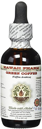 Hawaii Pharm Green Coffee Alcohol-Free Liquid Extract, Green Coffee (Coffea Arabica) Dried Bean Glycerite Natural Herbal Supplement 2 oz