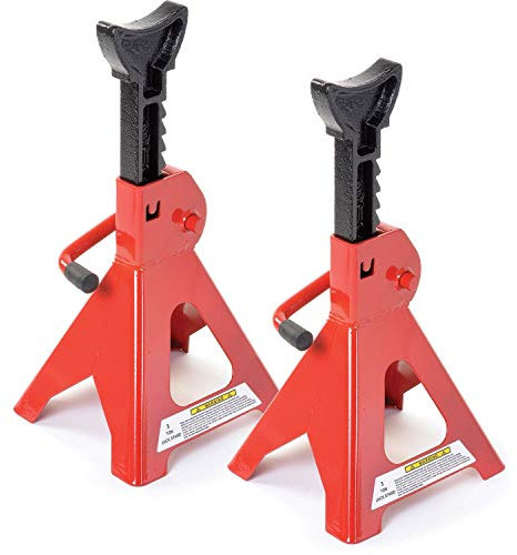 Oypla 3 Ton Heavy Duty Ratchet Jack Lifting Axle Stands - Set of 2