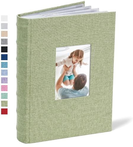 Vienrose Photo Album 6x4 300 Pockets Linen Cover Memo Space Light Green