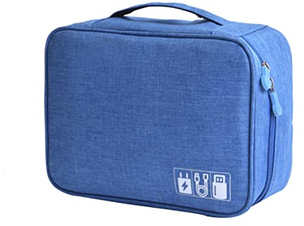 ACOPTON Organizzatore elettronico, borsa portatile da viaggio, accessori elettronici impermeabili custodie per iPad, cavi, caricabatterie, disco rigido, power bank, blu cielo, Organizer per borse