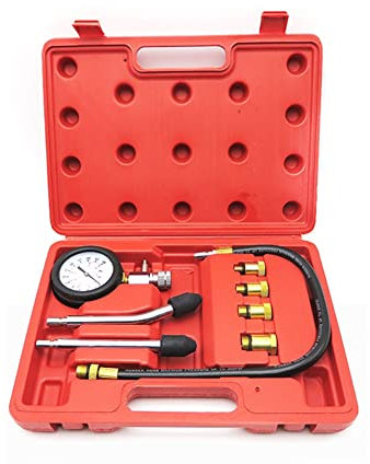 iSpchen Kompressionstester Satz für Benzinmotor Zylinder Kompressionsprüfer Kit 8PCS Kompressionsmessgerät Auto Motor Öldruck Tester Öldrucktester Werkzeug für Motorrad Auto LKW Kompression Messgerät