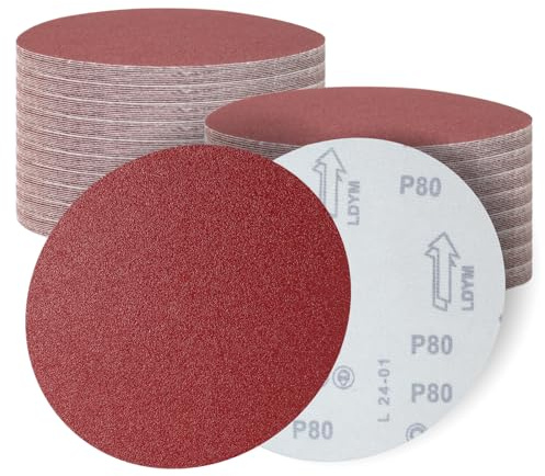 SenmaiTools 30 Stück schleifscheiben 180mm klett, Körnung 80 Exzenter Schleifpapier Schleifblätter Set, Schleifblätter Nicht poroös Löcher für zum Holz Metall