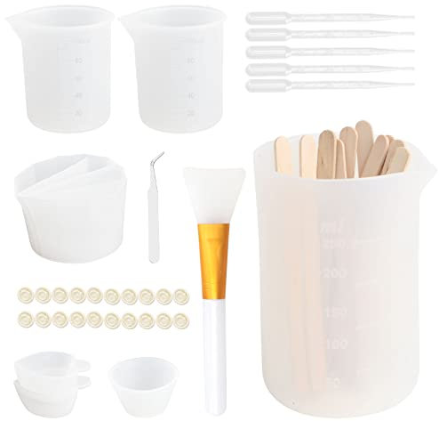 Ruicaifu Mätkopp i silikon, 250 & 100 ml blandkopp/färgkopp/doseringsmugg/epoxiharts tillbehör silikon delad mugg set för gör-det-själv hartsgjutning epoxiharts formar vaxning