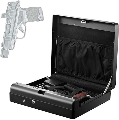 Caja Fuerte para Armas Cajas Fuertes Biométricas For Pistolas, Caja Fuerte For Pistolas De Acceso Rápido, Caja De Seguridad Portátil For Huellas Dactilares For El Hogar, Mesita De Noche, Coche