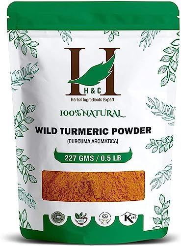 QURA Naturlig vild gurkmeja / Jangli Haldi/Kasthuri Manjal Powder - 227 g / 0,5 pund / 8 oz | för hudvård
