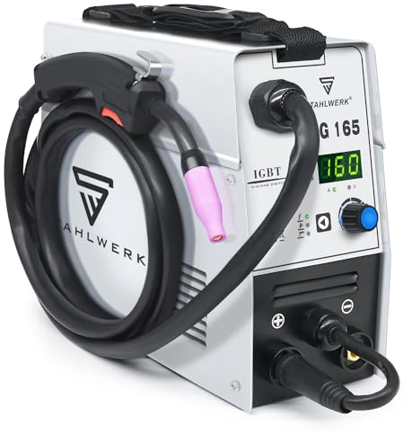 Mig Welder 165A 110V/220V Flux Core Welder Flux MIG/Lift TIG/Stick 3-in-1 Large LED Digital Display Welding Machine IGBT Inverter Welder