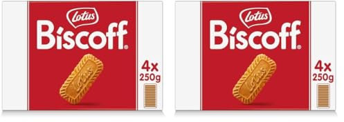 Lotus Biscoff | Original Karamellisierter Keks | Einzigartiger Knuspriger Geschmack | Vegan | Kein Zusatz von Aromen oder Farbstoffen | 4 x 250g | 1 kg (Packung mit 2)