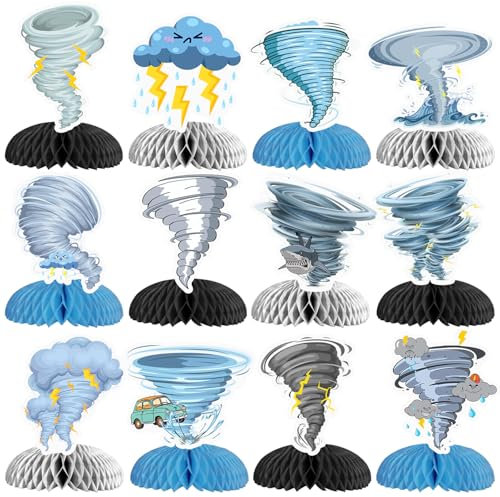 12 PCS Tornado Honeycomb Centerpieces, Tornado Birthday Party Decorations Tornado Weather Table Centerpieces Decorations Supplies
