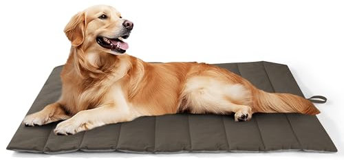 UNIKOME Hundedecke für Unterwegs rutschfeste Antistatische und Langlebige Hundematte, Hundekissen Waschbar Mittelgroße und Kleine Hunde, Reisebett Hund für Reise Outdoor (Braun+Grau, 110 * 68cm)