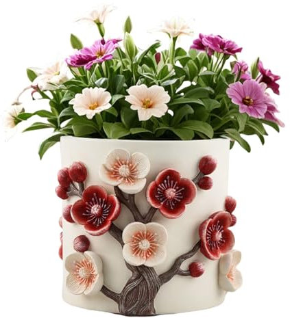 Vase fait à la main, vases décoratifs de fleurs de prunier, décoration de table, pot de fleurs, pot de fleurs, pot de plantes succulentes, pot de fleurs créatif de grand calibre pour la maison