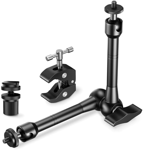 EMART 10inch Articulating Magic Arm Camera Mount with Super Clamp, Friction Power Adjustable Camera Mounts & Clamps with Magicarm and Cold Shoe for Photography/Videography/Webcam/Flash Light