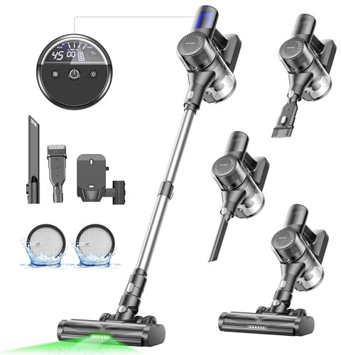 Ultenic U12 Cordless Vacuum Cleaner, Lightweight Stick Vacuum Cleaner with Anti Hair Wrap, 45 Mins Runtime, Rechargeable Lithium Battery, Handheld & Upright for Pet Hair, Carpet & Hard Floors
