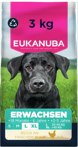 Eukanuba, alimento seco para Perros con Pollo Fresco para Razas Grandes - Alimento seco Premium para Perros Adultos, 3 kg