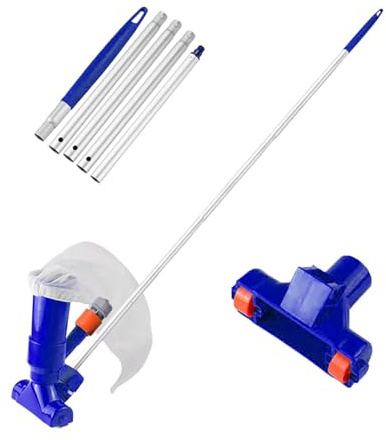 Kit de nettoyage de piscine avec manche télescopique, aspirateur à main, filet de nettoyage de piscine avec manche télescopique pour piscine, outil à main efficace pour piscine, étang, jacuzzi