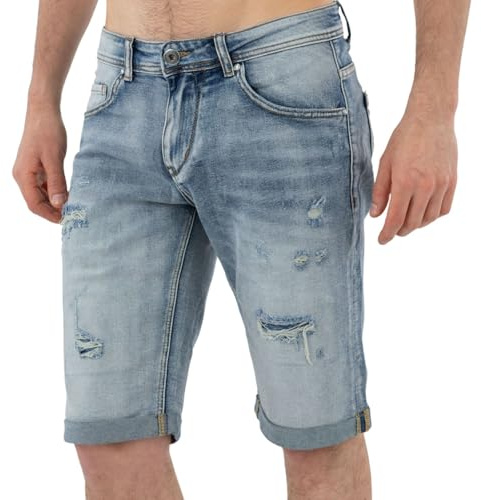 TONY BACKER - Jeans Corti Uomo, Pantaloncini Uomo Estivi, Stile Casual, Urban, Classic, Shorts Denim, Bermuda Uomo Blu, Bianco, Grigio Art. YX1707