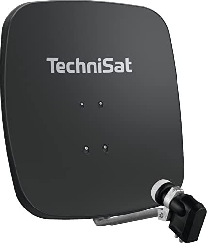 TechniSat SATMAN 65 Plus - Antenne parabolique pour 4 abonnés (Miroir Satellite 65 cm avec Support de mât et LNB 40mm Quattro-Switch LNB Universel) Gris