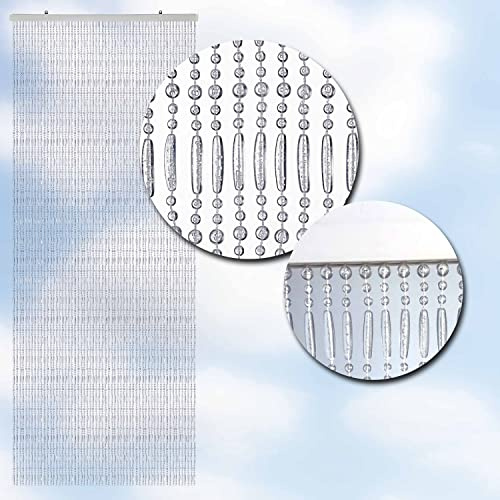 Wicotex Perlenvorhang TRANSPARENT (100x240cm) Insektenschutz Perlen - Fliegenvorhang - Balkontür Fliegengitter - Terrassentür