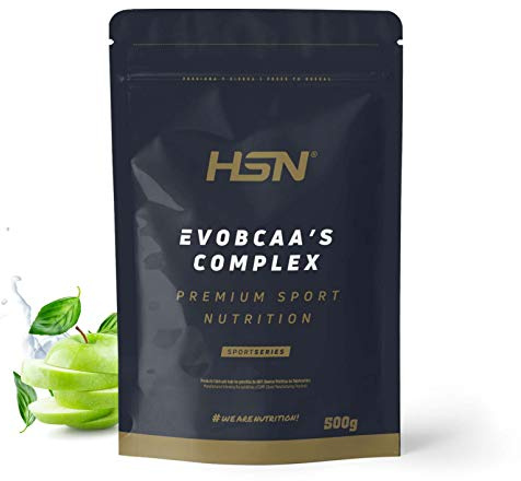 BCAA 2:1:1 en Polvo Evobcaa’s Complex de HSN | Sabor Manzana 500 g = 32 Tomas por Envase De Aminoácidos Ramificados con L-Citrulina + L-Glutamina Kyowa | No-GMO, Vegano, Sin Gluten