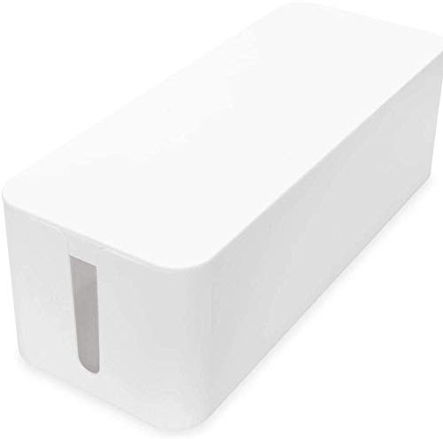 Virone CB-1 Organizador de Cables con Ranuras de ventilación y Suelo Antideslizante tamaño: 407/134 / 154 mm (Blanco)