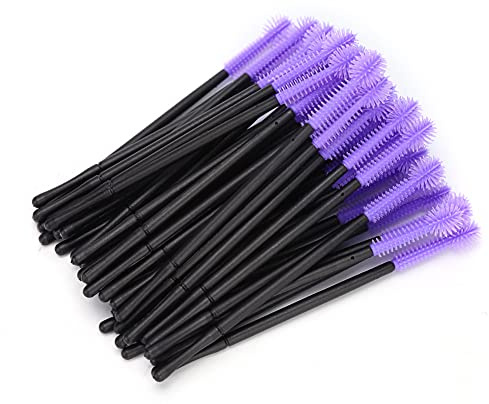 Silikon Ögonfransborstar Mascara Wands 200 St Engångsögonfransmascaraborstar Applikator Makeup Skönhetsverktyg (Lila)