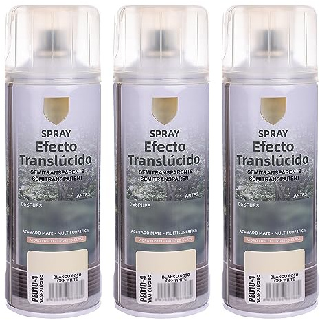 H HANSEL HOME Pintura Spray Vidrio y Cristal Blanco Roto, Spray Esmerilado Cristal, Pintura para Pintar Vidrio, Efecto Translúcido Semitransparente - 400ml, Pack de 3