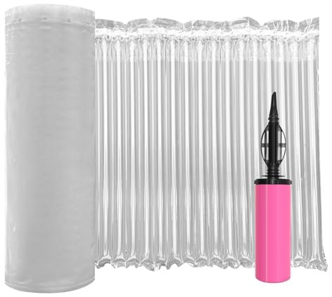 Hijelyn Large Bubble Cushioning Wrap for Packing 15.75inch*164feet Inflatable Air Pillows for Shipping & Moving Fragile Items Heavy Duty Wine Packaging Glass Bottle Packing Material with Pump, 55um