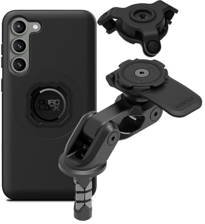 Quad Lock Motorcycle Fork Stem Mount PRO Kit with Vibration Dampener and MAG Phone Case for Galaxy S23+