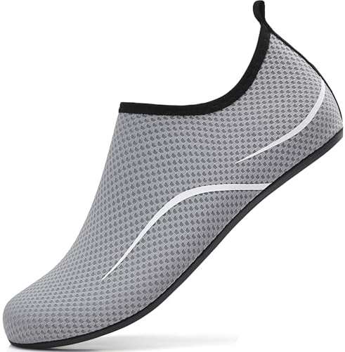 sportvibe Beach Shoes Water Shoes Lightweight Swim Quick Dry Aqua Breathable Barefoot for Women Men Surfing Running Driving Pool Sea Yoga (Grey,6 UK/39 EU)