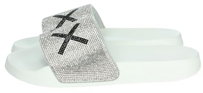 SUN68 Ciabatte Slippers Logo Strass X35205 Bianco 36