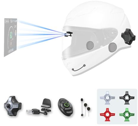 MOTOEYE E6+ Motorcycle Helmet HUD, Head Up Display, Bluetooth,GPS, CarPlay, Android Auto, Mesh Intercom, Rearview Camera, Remote Control, Noise Reduction, RGB Lights, IP66 for All Helmets