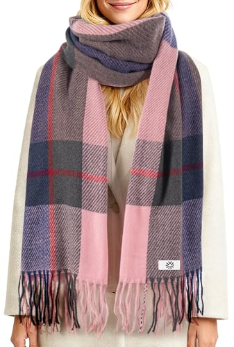 Gilotop Winter Women's Scarf Long Checkered Scarf Warm, Rustic, Loose-Fitting Winter and Autumn Blanket shawl Gift