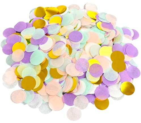 6000Pcs Confetti, 50g Wedding Confetti Paper Table Decoration Purple Gold Table Decoration for Wedding, Valentines, Birthday, Anniversary