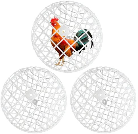 Poultry Grazing Balls - Chicken Ball Cage, 3 Pack Movable Chicken Feeding Toys, Exercise Yard Toy, Vegetable Protection Tool, Enrichment Accessories | For Free Range Chickens In Garden Or Backyard
