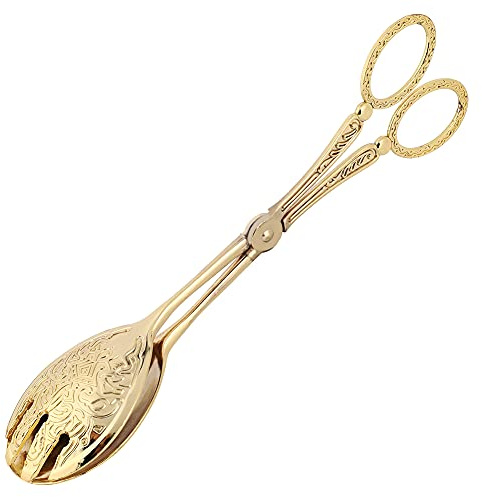 Mimdixy Pinze da portata dorate, pinze per insalata Morsetti per buffet Clip per verdure per matrimoni Feste Banchetti Buffet Riunioni di famiglia Cucinas (punta d'argento)