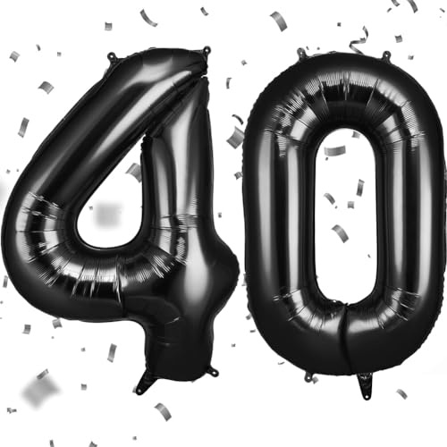 AOOSU Black Helium Balloons, 40 Inches Number Balloons 40, Foil Birthday Balloon for Birthday Anniversary Wedding Party Decorations Celebration Supplies for Girls Women Men Boys