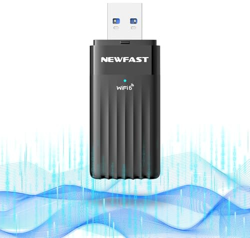 NEWFAST Adaptador WiFi 6 USB AX3000, 5.8Ghz/2.4Ghz OFDMA y MU-MIMO