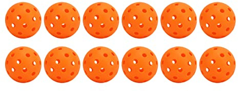Set Pickleball Palline da 40 Fori Ad Alta elasticità per Uso Esterno Plastica PE 12 Pezzi Pickleball per Tutte le età Principianti di Badminton (ORANGE)